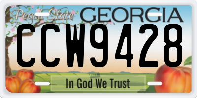 GA license plate CCW9428
