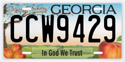 GA license plate CCW9429