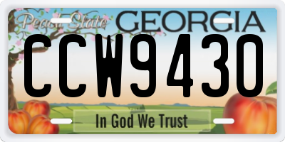 GA license plate CCW9430