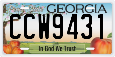 GA license plate CCW9431