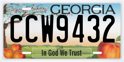 GA license plate CCW9432