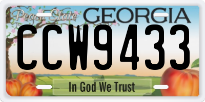 GA license plate CCW9433