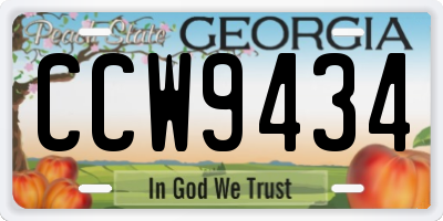 GA license plate CCW9434