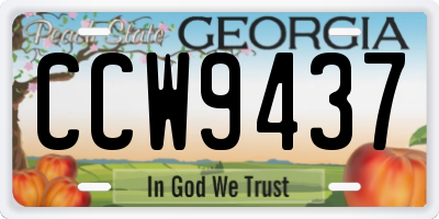GA license plate CCW9437