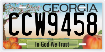 GA license plate CCW9458