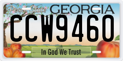 GA license plate CCW9460
