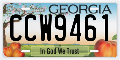 GA license plate CCW9461