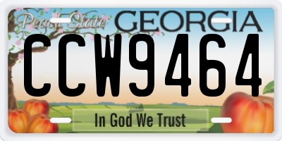 GA license plate CCW9464