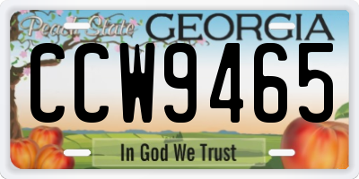 GA license plate CCW9465