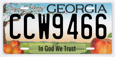 GA license plate CCW9466