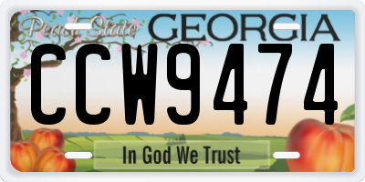 GA license plate CCW9474