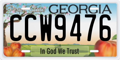 GA license plate CCW9476