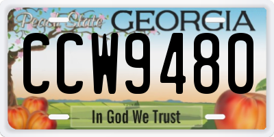 GA license plate CCW9480
