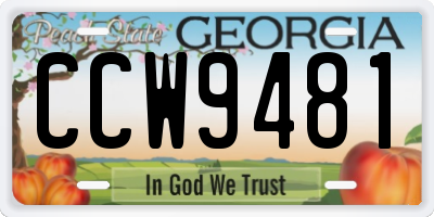 GA license plate CCW9481