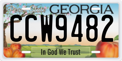 GA license plate CCW9482