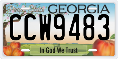 GA license plate CCW9483