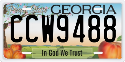 GA license plate CCW9488