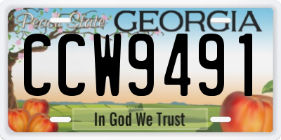 GA license plate CCW9491