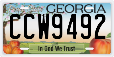 GA license plate CCW9492