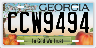 GA license plate CCW9494