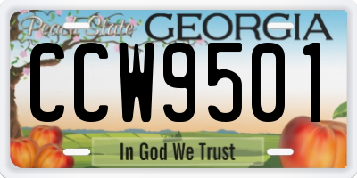 GA license plate CCW9501