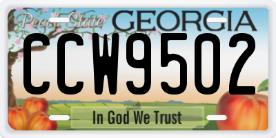 GA license plate CCW9502