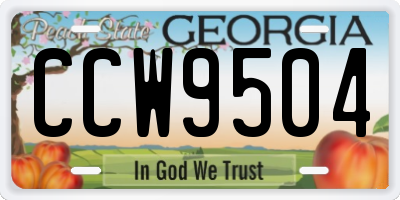 GA license plate CCW9504