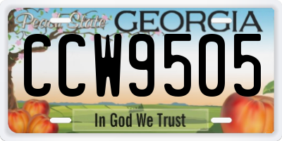 GA license plate CCW9505
