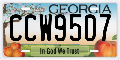 GA license plate CCW9507