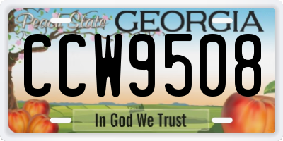 GA license plate CCW9508