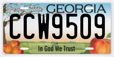 GA license plate CCW9509