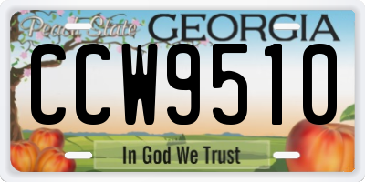 GA license plate CCW9510