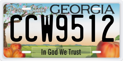 GA license plate CCW9512