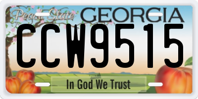 GA license plate CCW9515