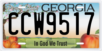 GA license plate CCW9517