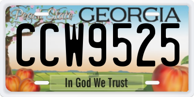 GA license plate CCW9525