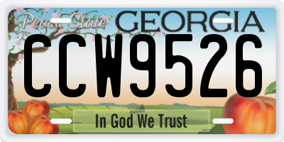 GA license plate CCW9526