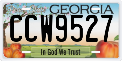 GA license plate CCW9527