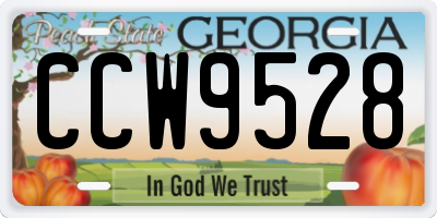 GA license plate CCW9528