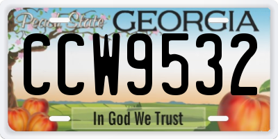 GA license plate CCW9532