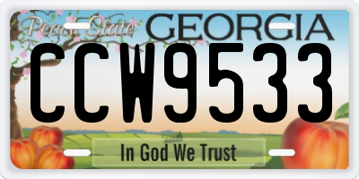 GA license plate CCW9533