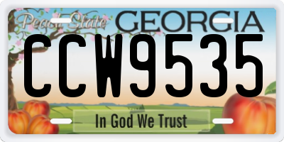 GA license plate CCW9535