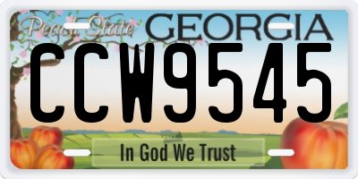 GA license plate CCW9545