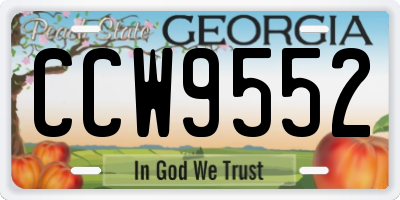 GA license plate CCW9552