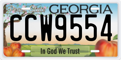 GA license plate CCW9554
