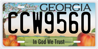 GA license plate CCW9560