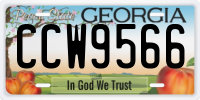 GA license plate CCW9566