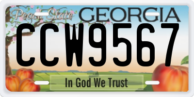 GA license plate CCW9567