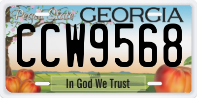 GA license plate CCW9568