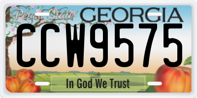 GA license plate CCW9575